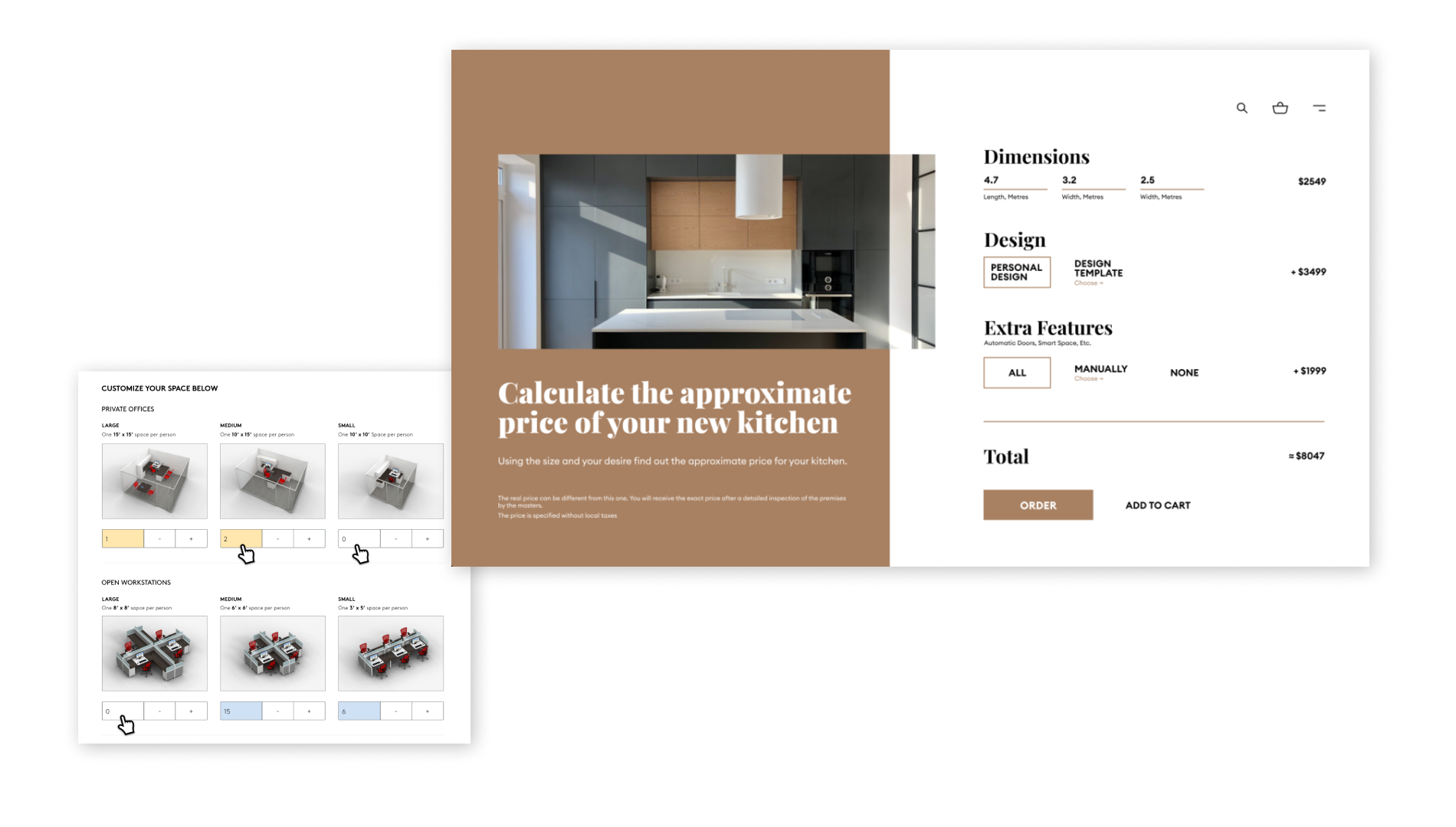 Development of calculators for furniture manufacturing