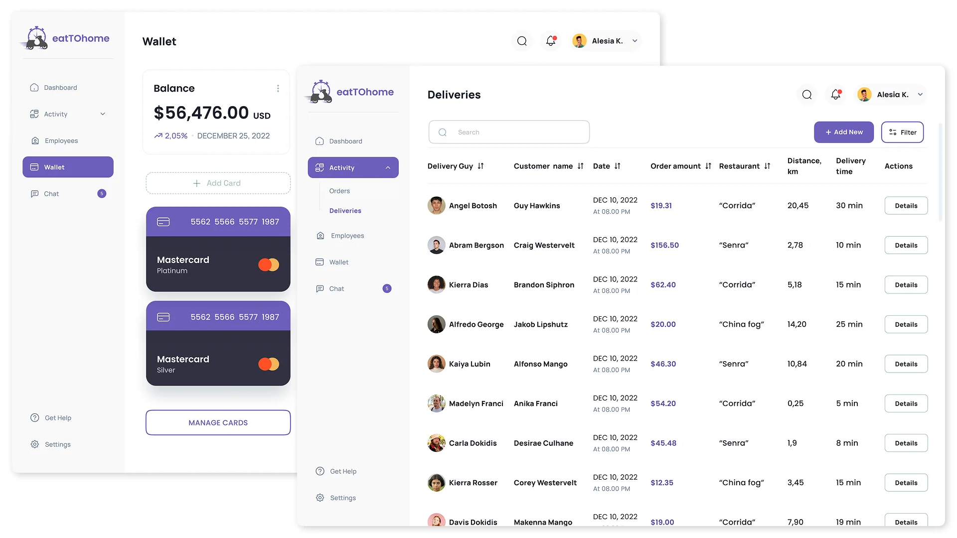 CRM development for delivery service