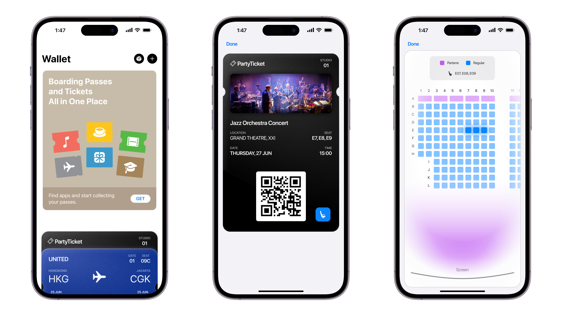 E-tickets for Apple Wallet, Google Pay based on the ticketing system “PartyTicket”